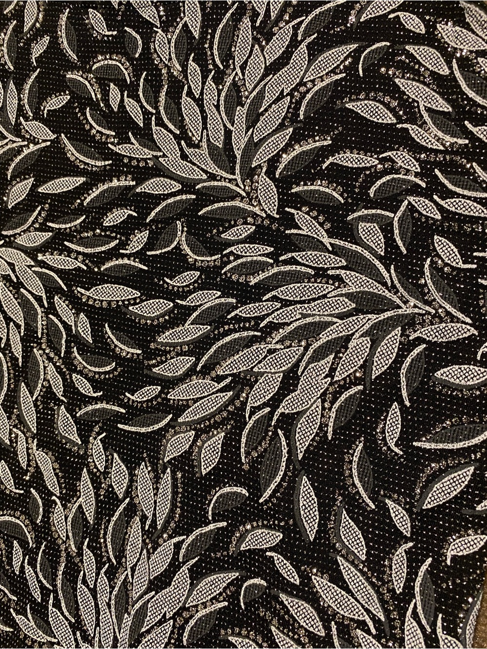 Alex Evenings Black Silver Glitter Brocade Foil Print Shell Size L - Picture 3 of 6